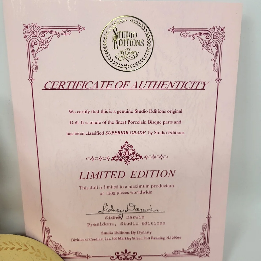 Studio Editions by Dynasty Tricia Porcelain Doll Limited Edition New With COA - Picture 14 of 15